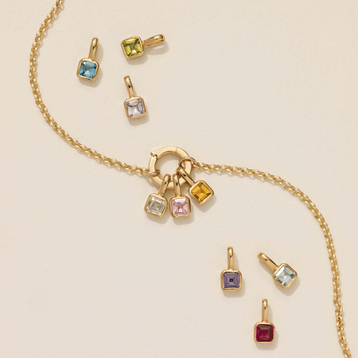 14K Custom Birthstone Necklace Family Gift