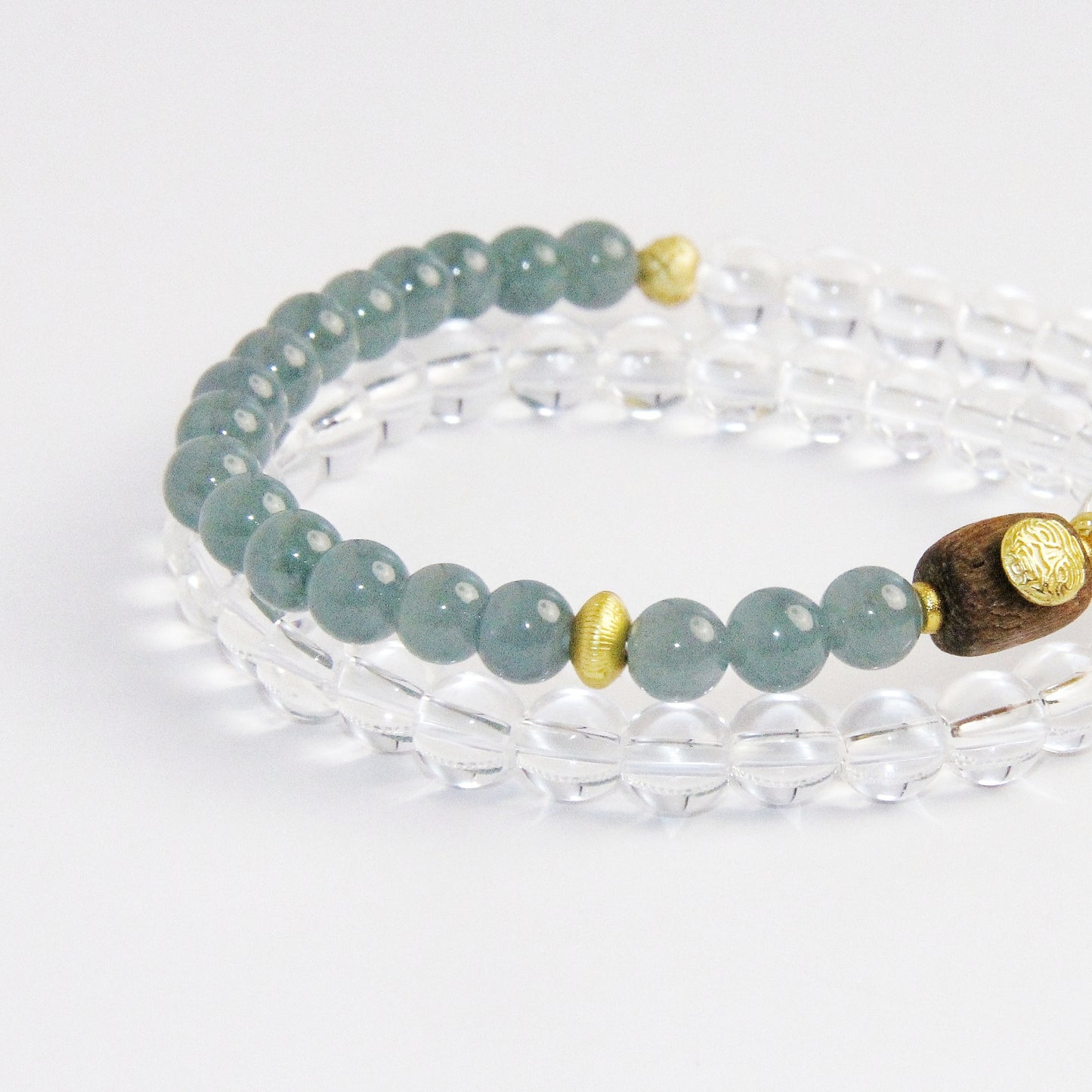 White Crystal Bracelet With Blue Water Jade Beads