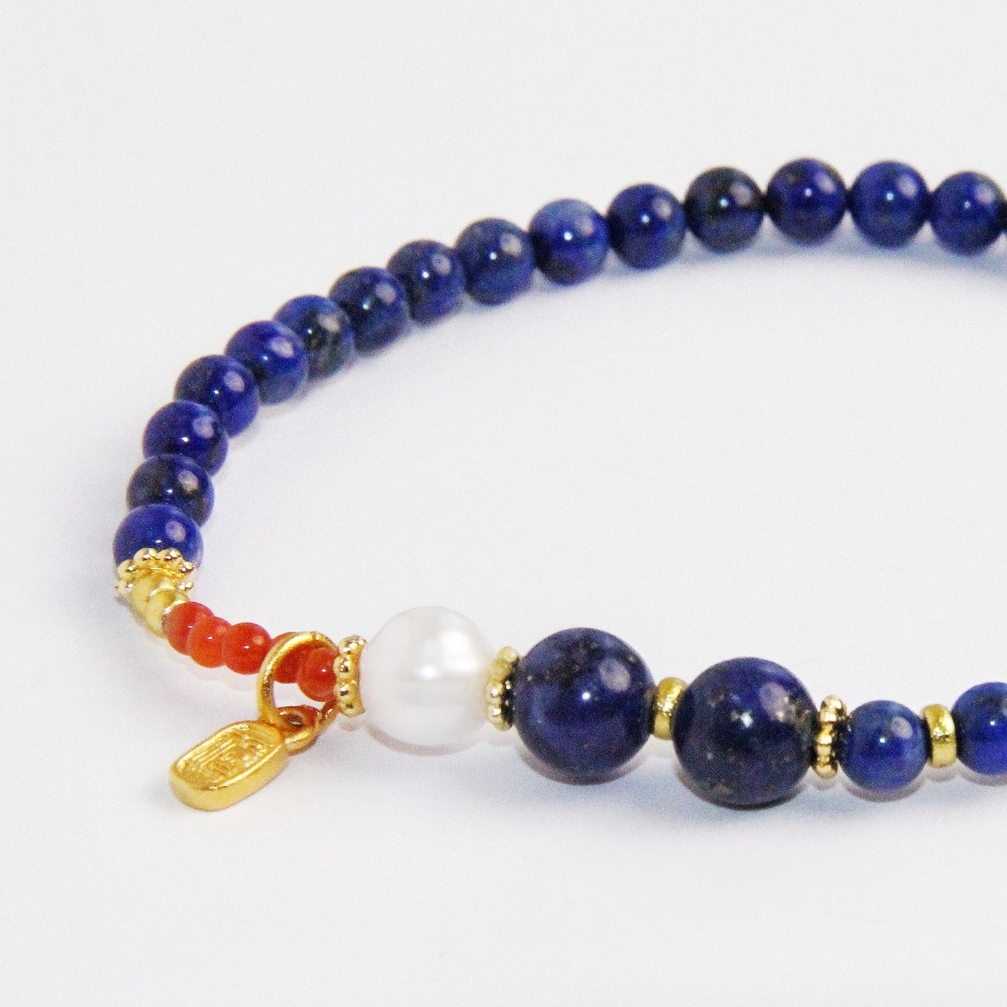 Lapis lazuli Bracelet With Red Agate Beads