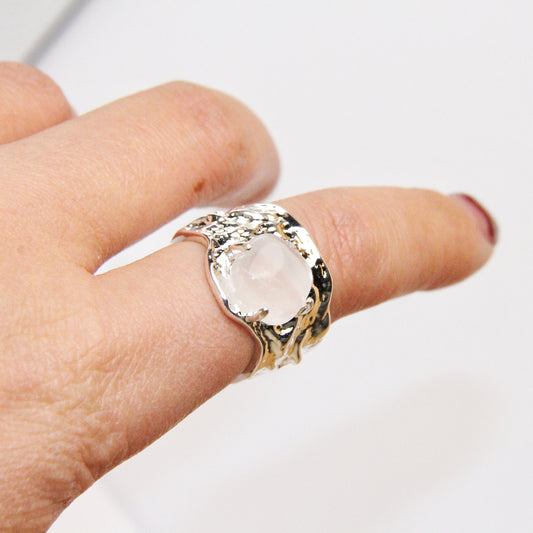 White Crystal Open Ring