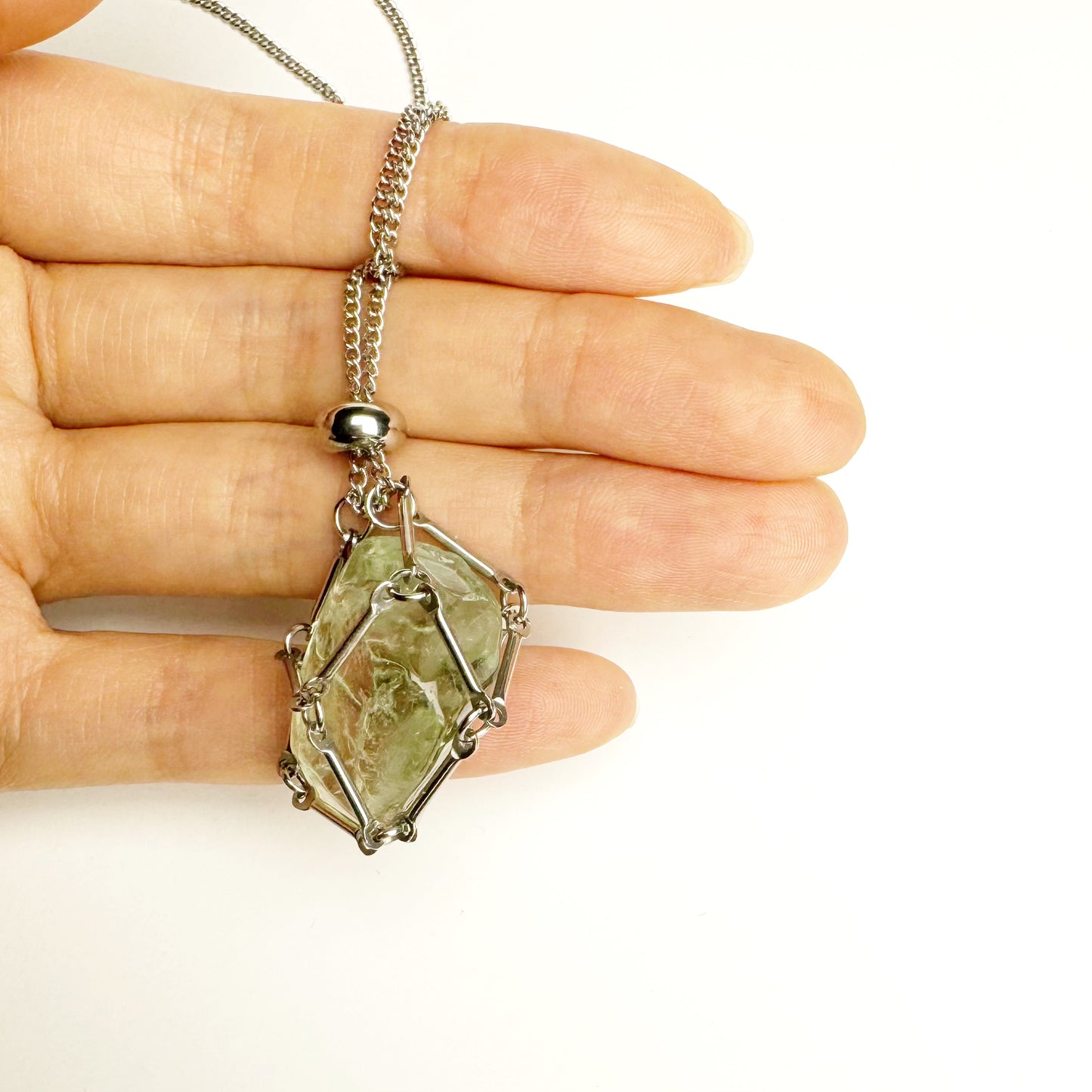 Mesh Bag Crystal Pendant Necklace