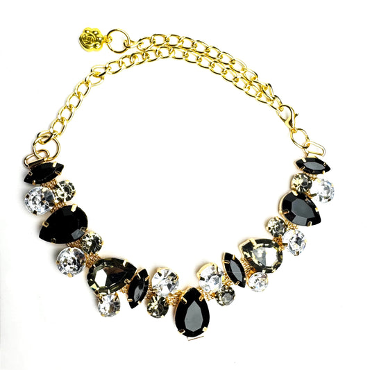 Gemstone Collar Charms Necklace for Dogs Pet Gift Life Stone Dog Collar - Black