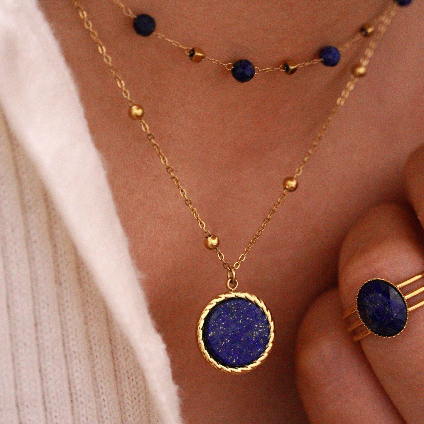 14K Lapis Lazuli Layering Boho Necklace