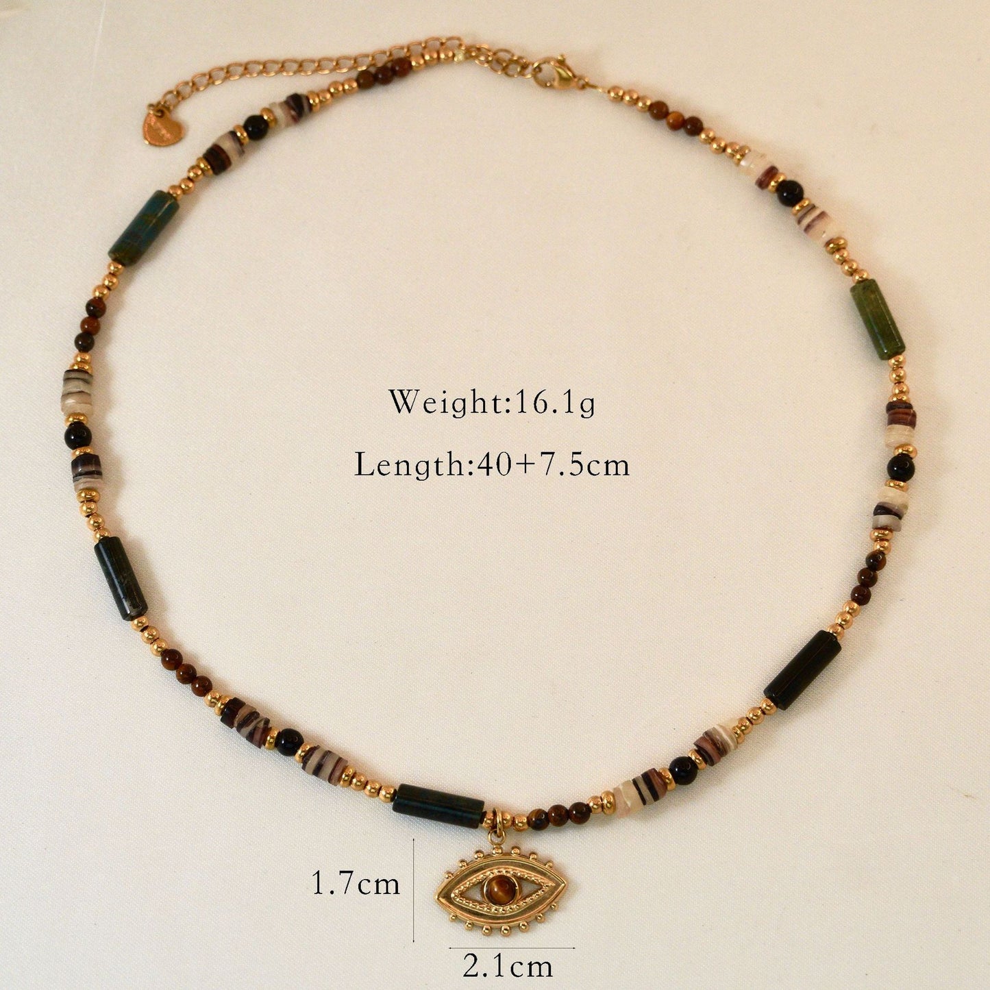 14K Tiger Eye Obsidian Layering Necklace