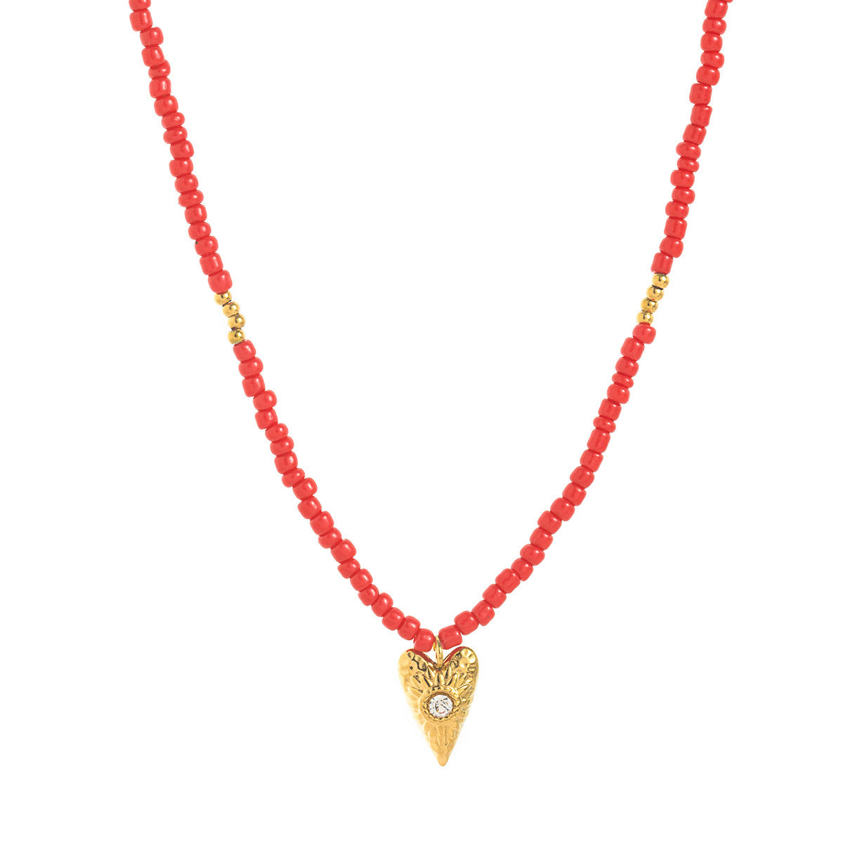 18K Hamsa Love Pendant Red Agate Necklace