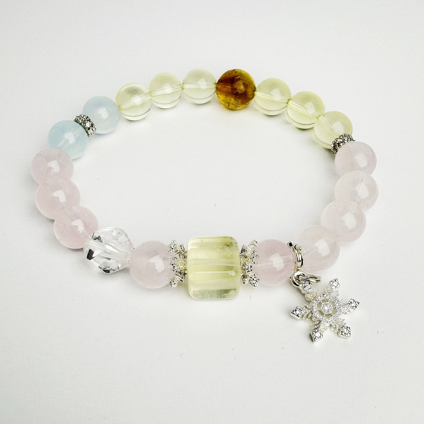 AAAAA+Rose Quartz Citrine Clear Quartz Chakra Healing Bracelet