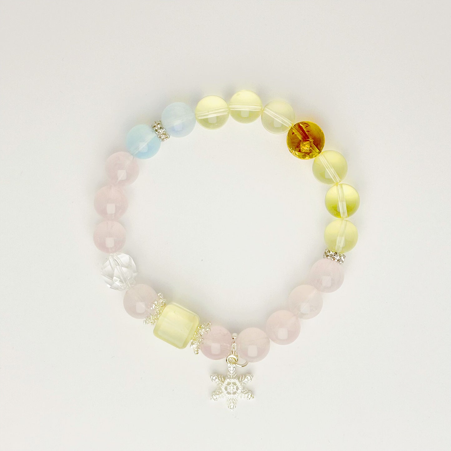 AAAAA+Rose Quartz Citrine Clear Quartz Chakra Healing Bracelet