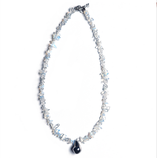 Raw White Crystal Chunky Water Drop Necklace