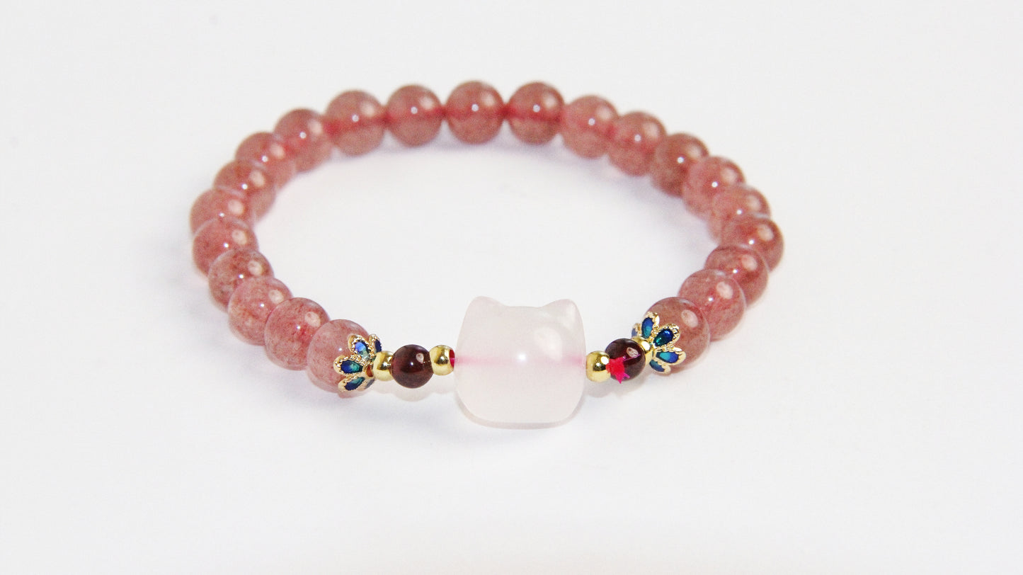 Roze Quartz Cat Bracelet