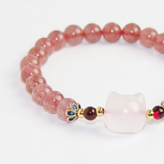 Roze Quartz Cat Bracelet