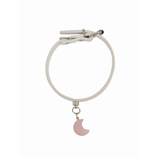 Moon Shape Rose Quartz Pendant Pet Collar