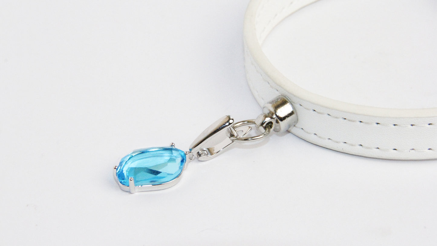 Personalized Gemstone Collar Charm for Dogs Pet Gift Life Stone Dog Collar Blue