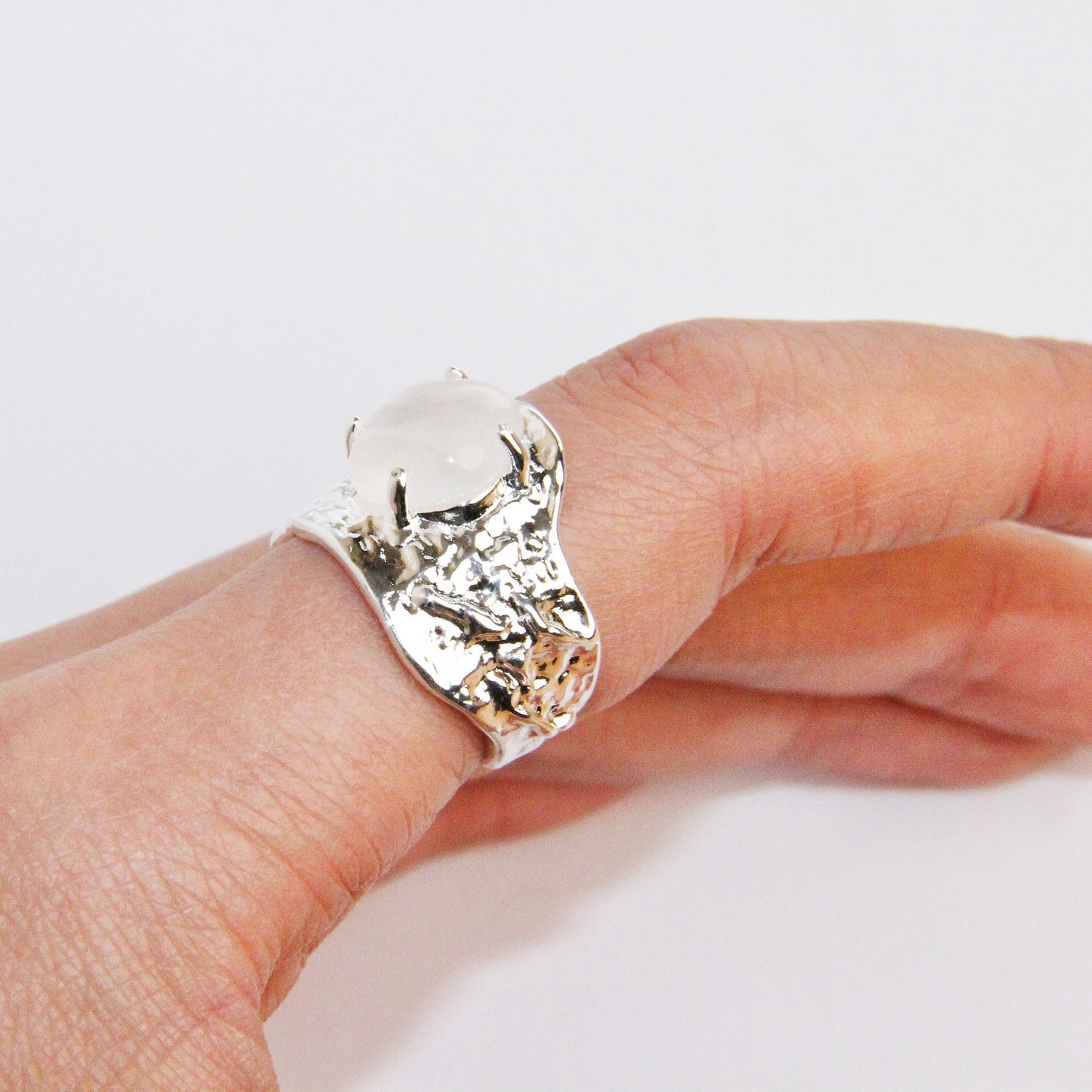 White Crystal Open Ring
