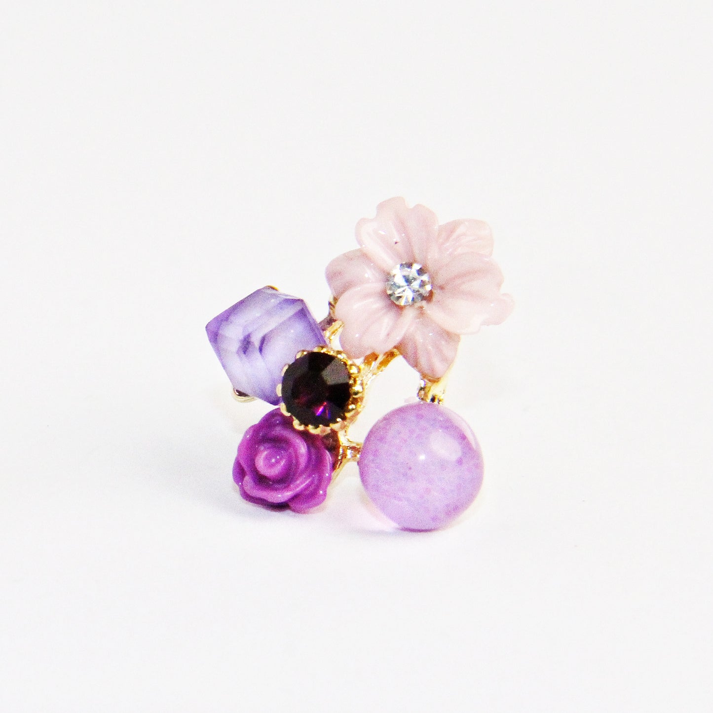 Amethyst Crystal Flower Earrings