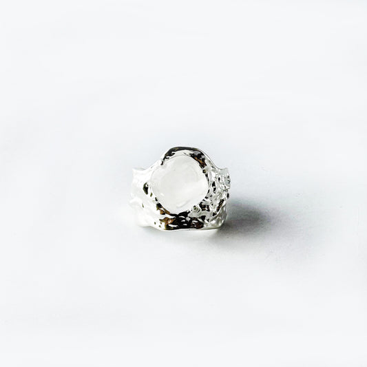 White Crystal Open Ring