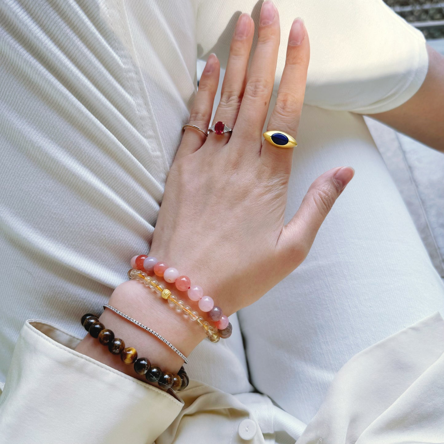 Tiger Eye Bracelet With Paw And Life-tree Bead