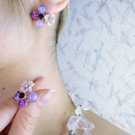 Amethyst Crystal Flower Earrings