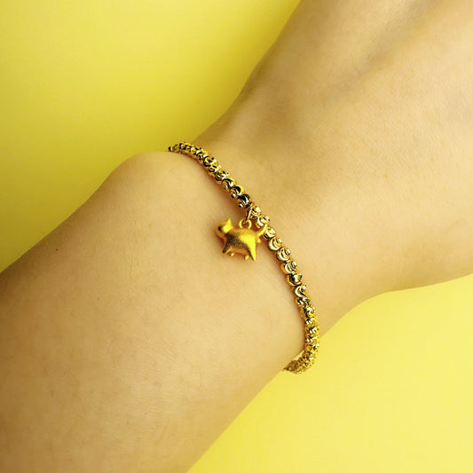 Gold Plated Bracelet With Cat Pendant
