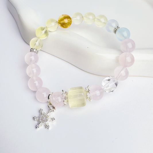 AAAAA+Rose Quartz Citrine Clear Quartz Chakra Healing Bracelet