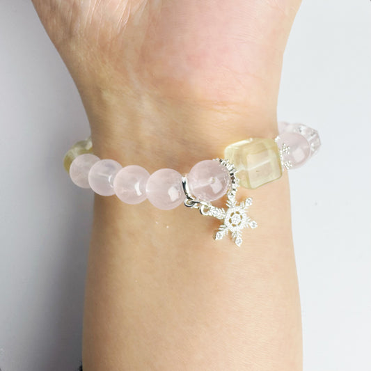 AAAAA+Rose Quartz Citrine Clear Quartz Chakra Healing Bracelet