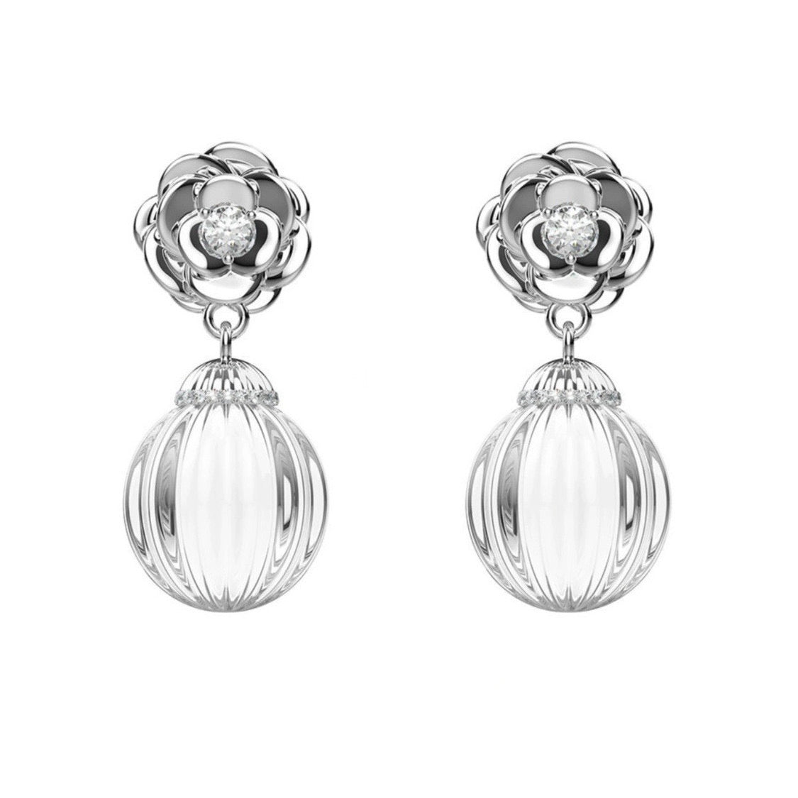 Retro Style Clear Quartz Earrings