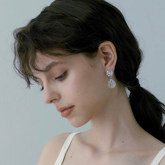 Retro Style Clear Quartz Earrings