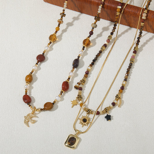 Tiger Eye Pendants 14K Necklaces