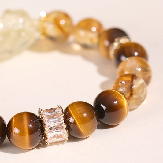Citrine Bracelet with Tiger Eye Bead