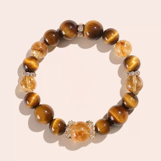 Citrine Bracelet with Tiger Eye Bead