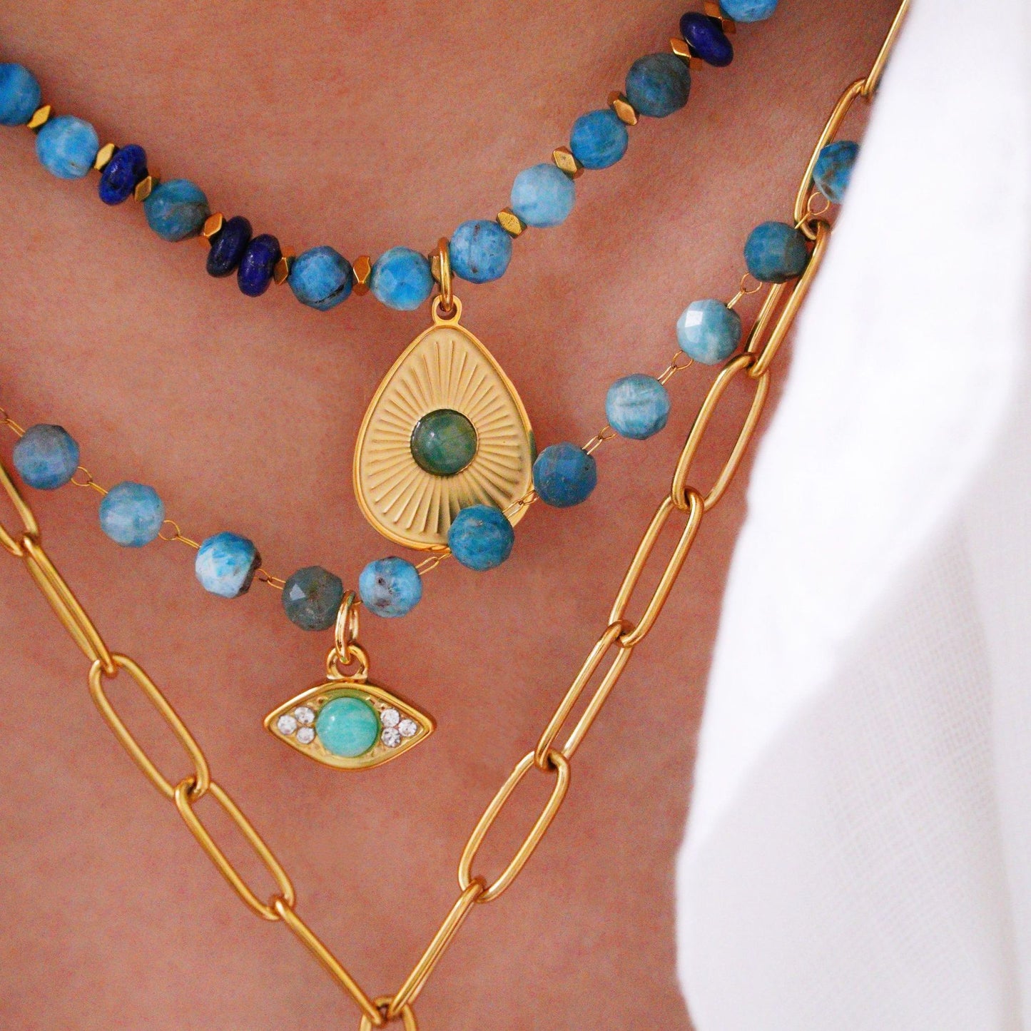 Lapis Lazuli Turquoise 14k Gold Necklace