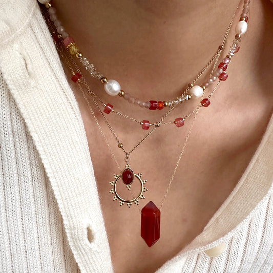 14K Red Agate Layering Necklace
