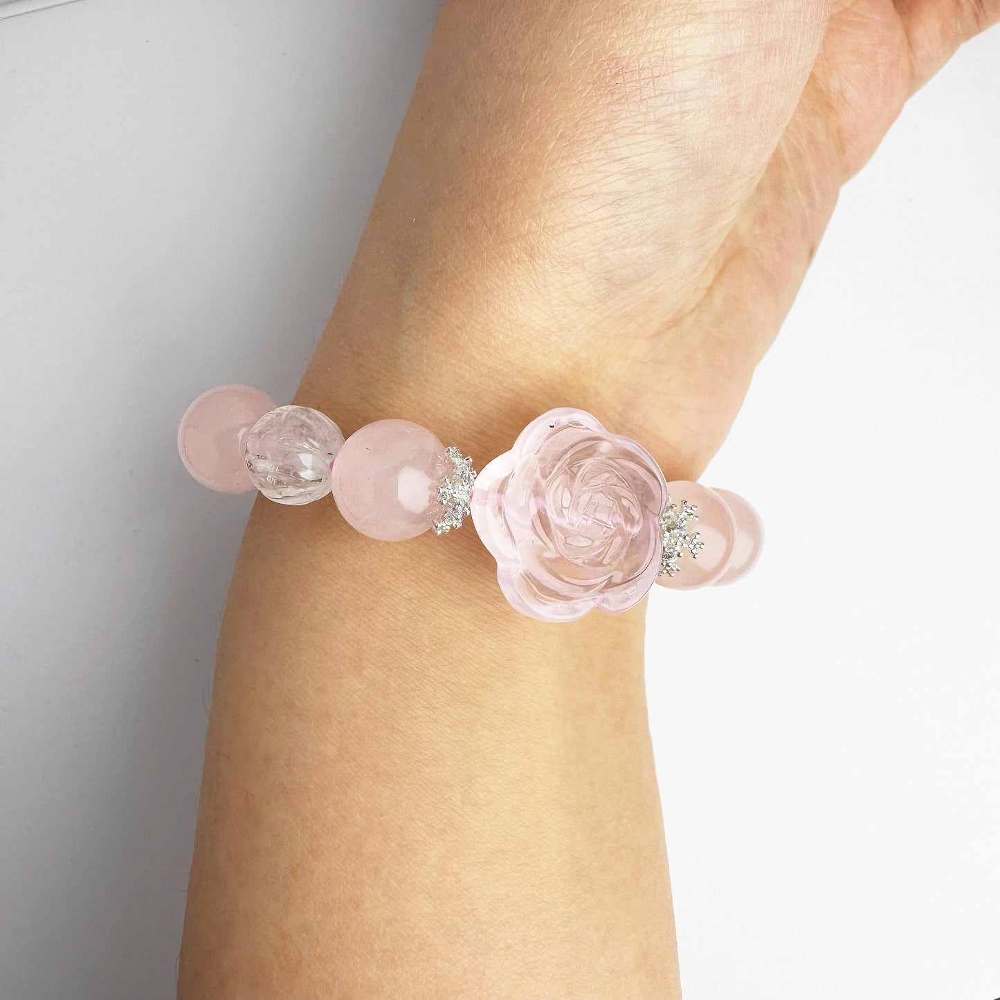 Rose Quartz Beaded Bracelet Mala Reiki