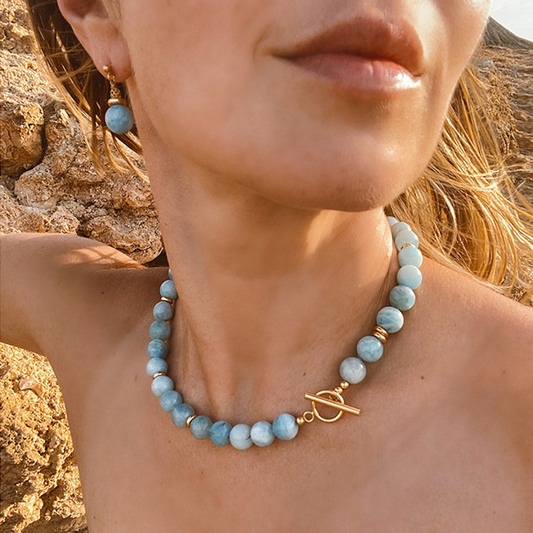 18K Blue Peruvian Opal Necklace
