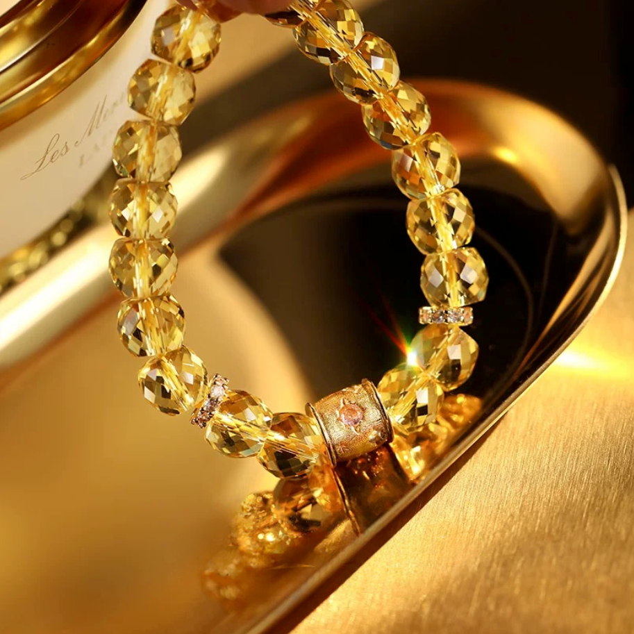 Sparkling Faceted Citrine Bracelet 14K Bead