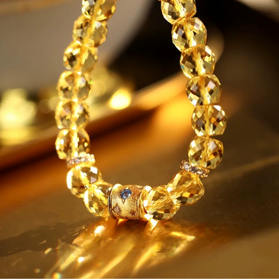 Sparkling Faceted Citrine Bracelet 14K Bead