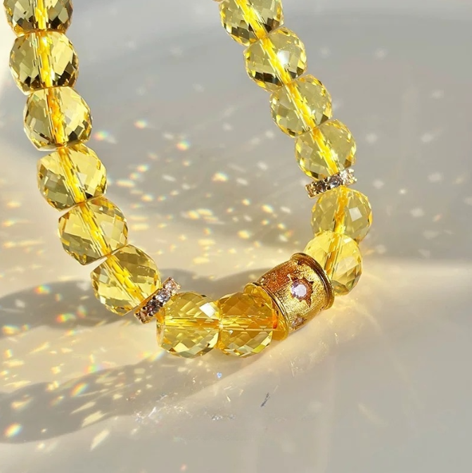 Sparkling Faceted Citrine Bracelet 14K Bead