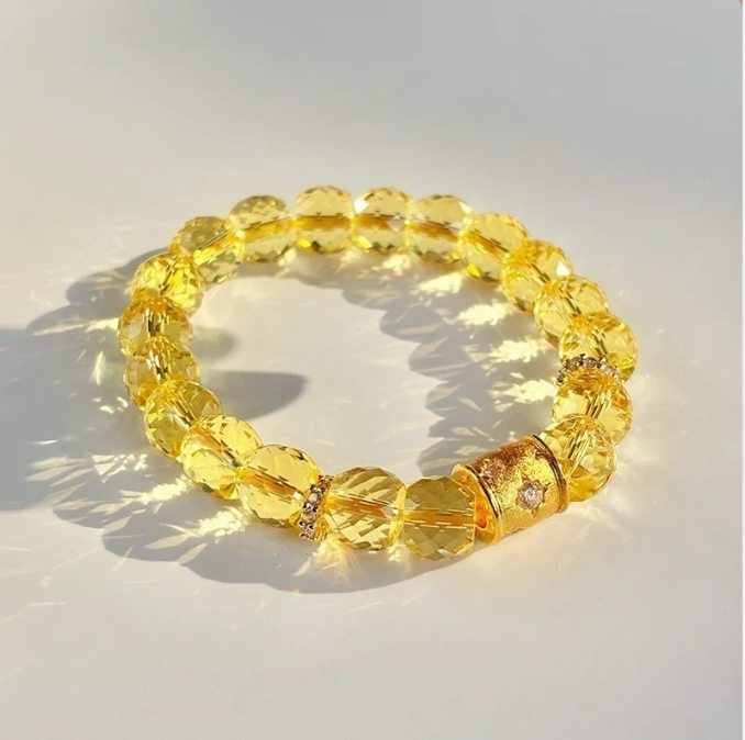 Sparkling Faceted Citrine Bracelet 14K Bead