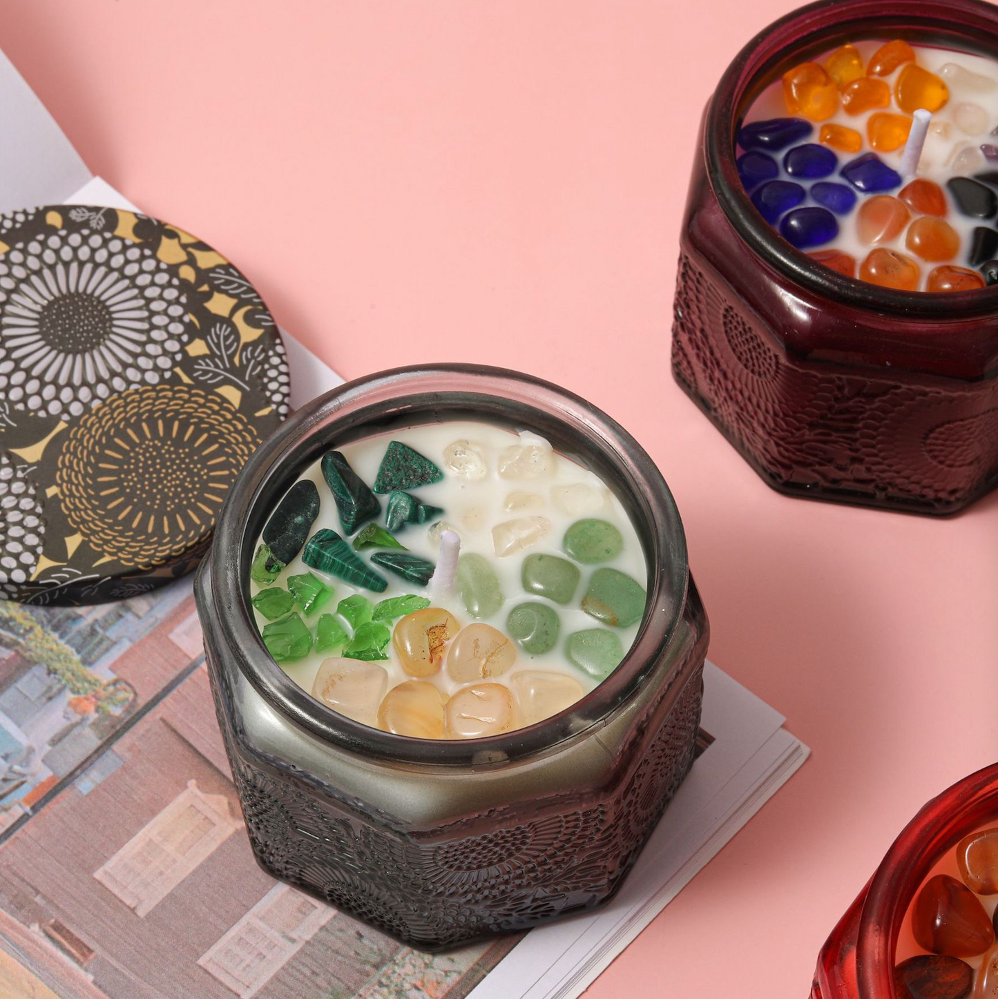 Crystal Chakras Healing Candles Soy Aromatherapy Intention