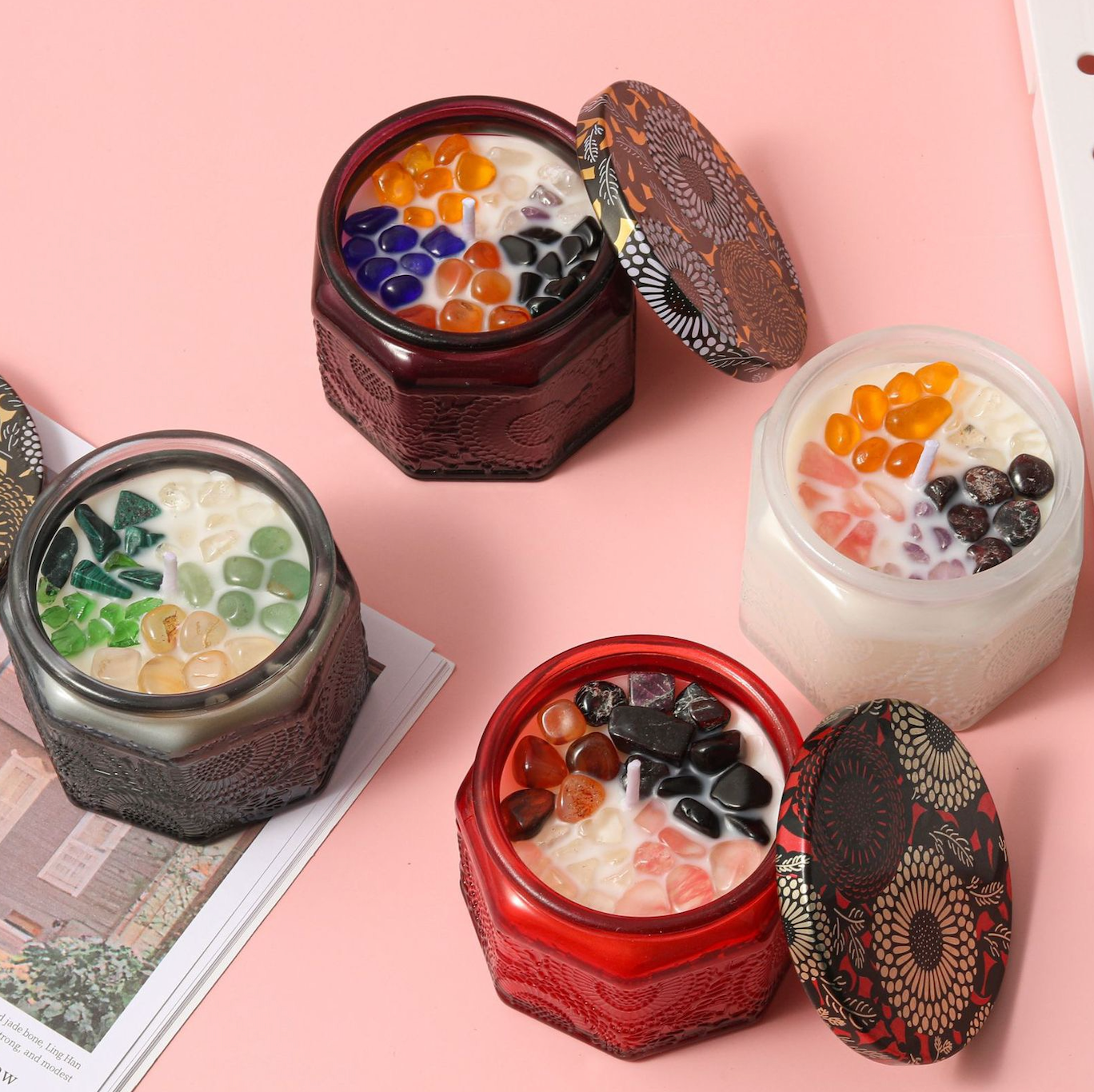 Crystal Chakras Healing Candles Soy Aromatherapy Intention